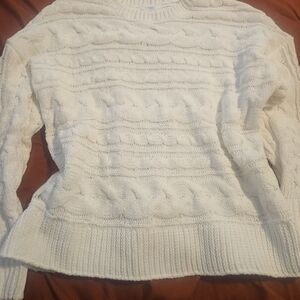 Time and Tru Cream Cable Crewneck Sweater